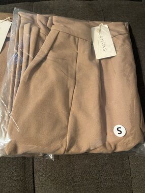 Bella Canvas Women's Taupe High-Waist Pleated Pants